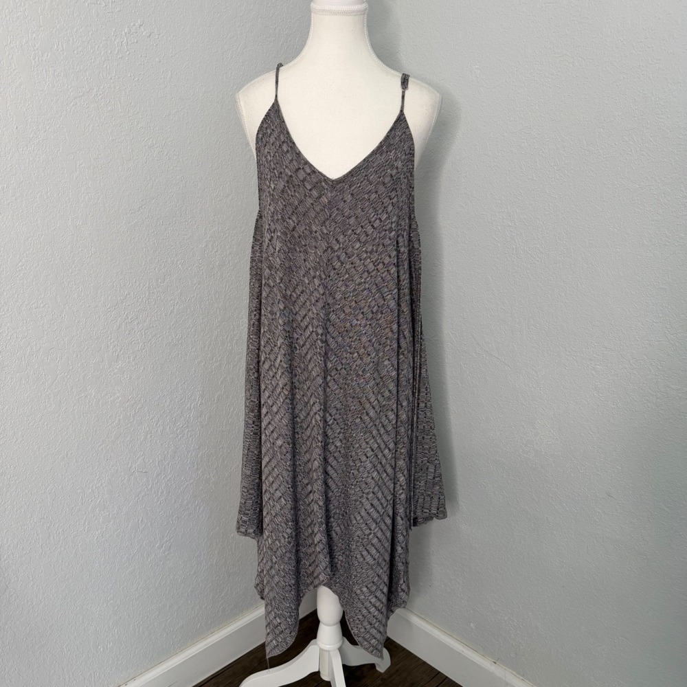 Christian Siriano New York Grey Knit Handkerchief Hem Midi Dress Womens Medium‎